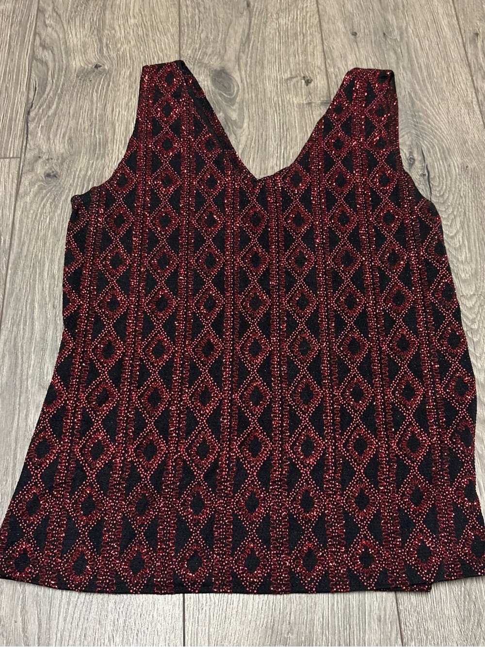 Black & red sparkly vintage tank top
